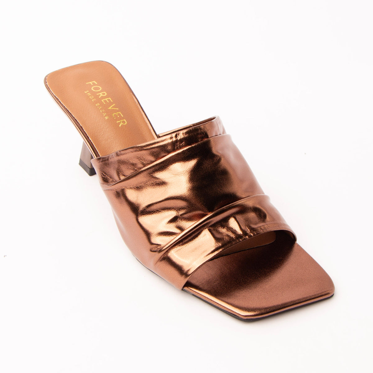 Bronze metallic mules for women - Forever Shoe Bazar