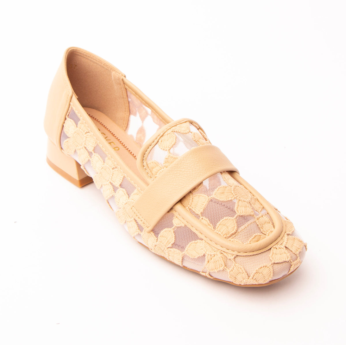 Khaki lace loafers for women - Forever Shoe Bazar