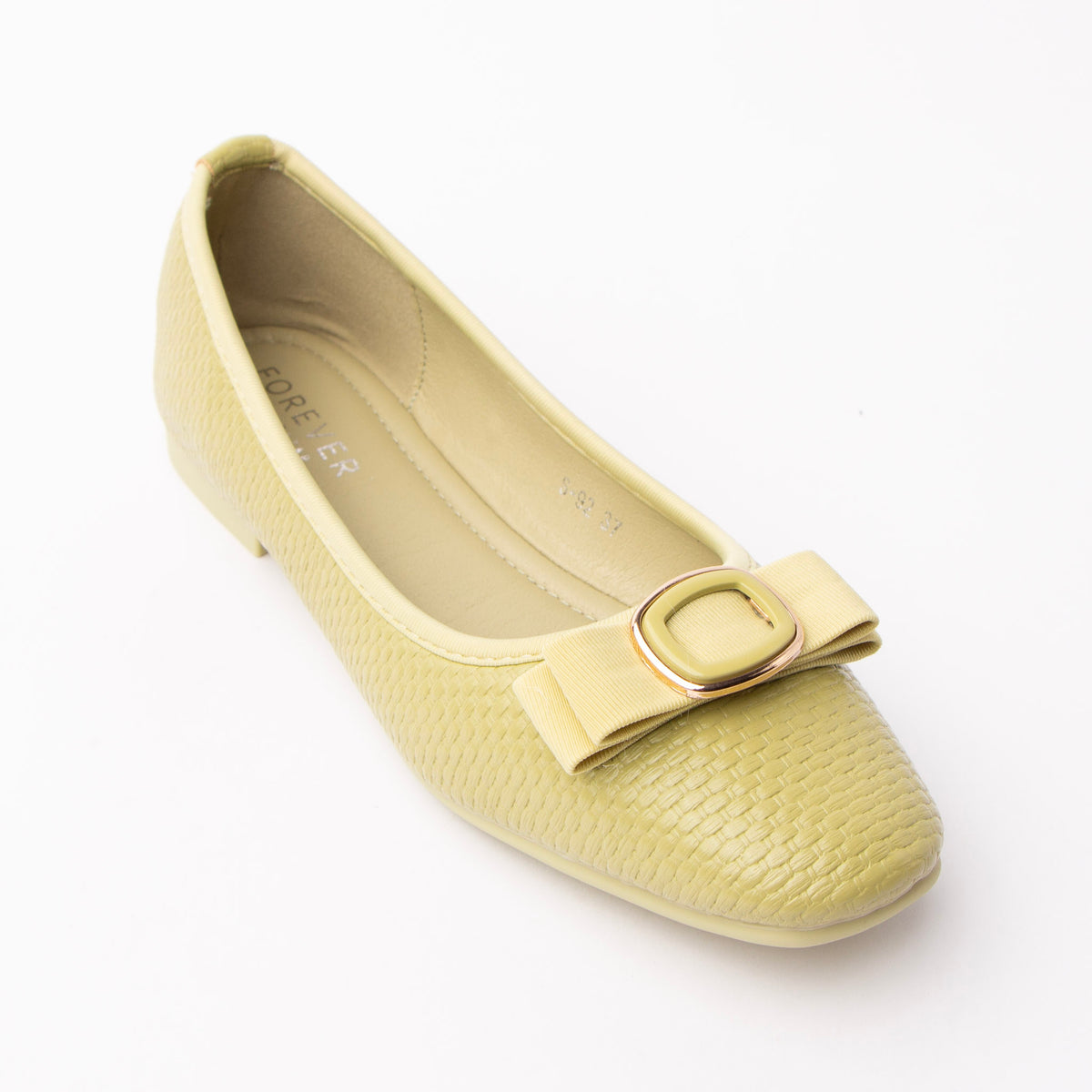 Green woven ballerina flats for women - Forever Shoe Bazar