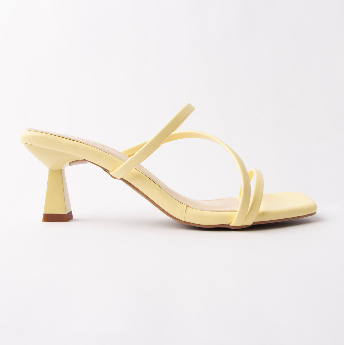 Yellow mules for women, side view