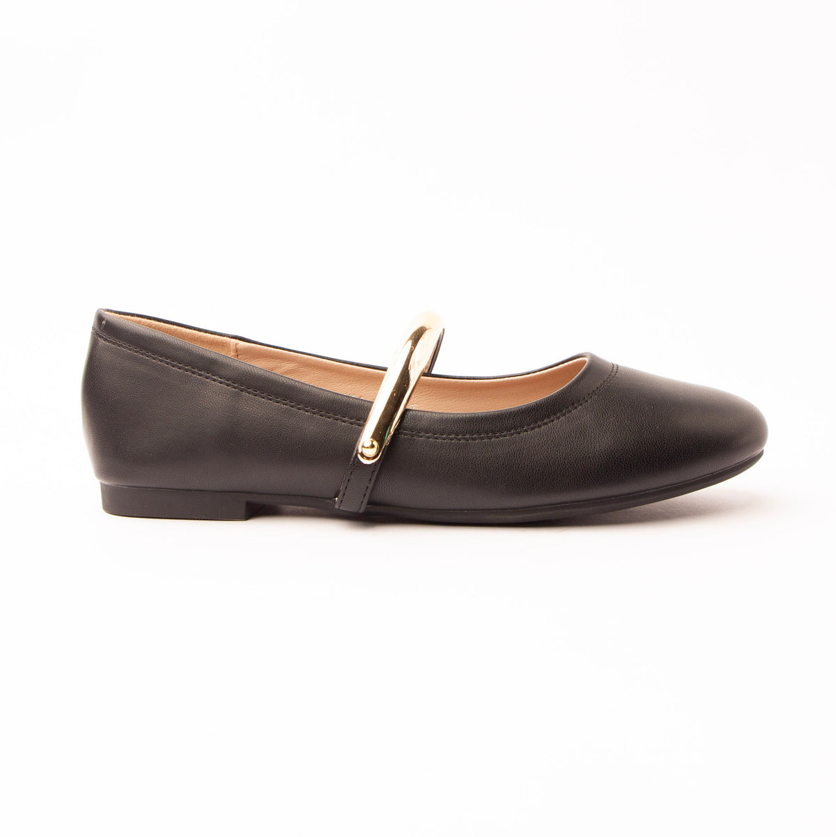 Black flats for women, side view