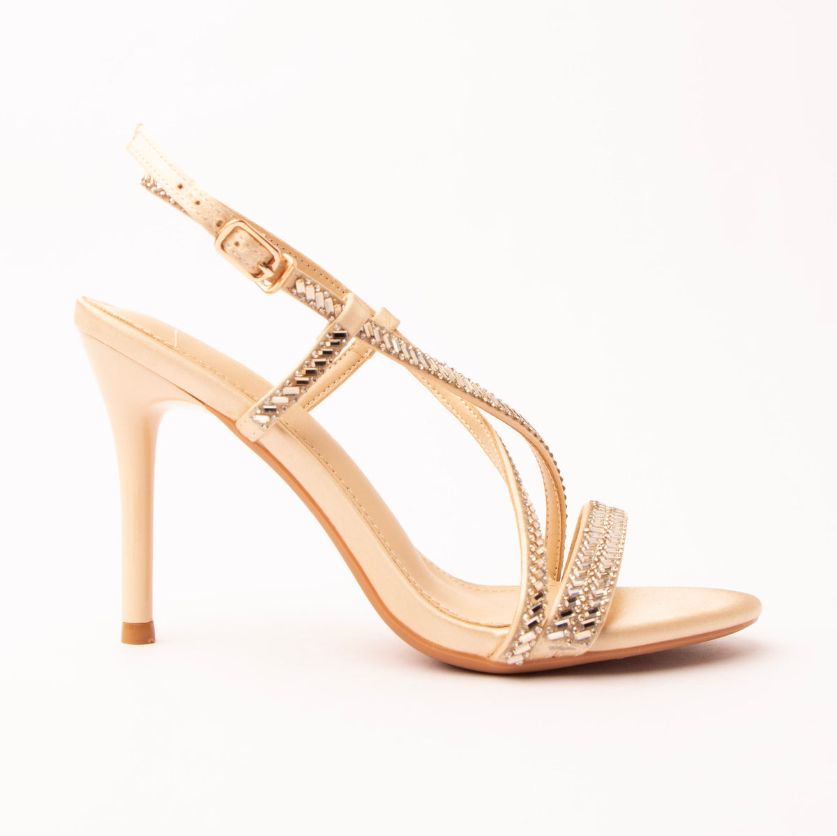 Gold sandals for women, side view