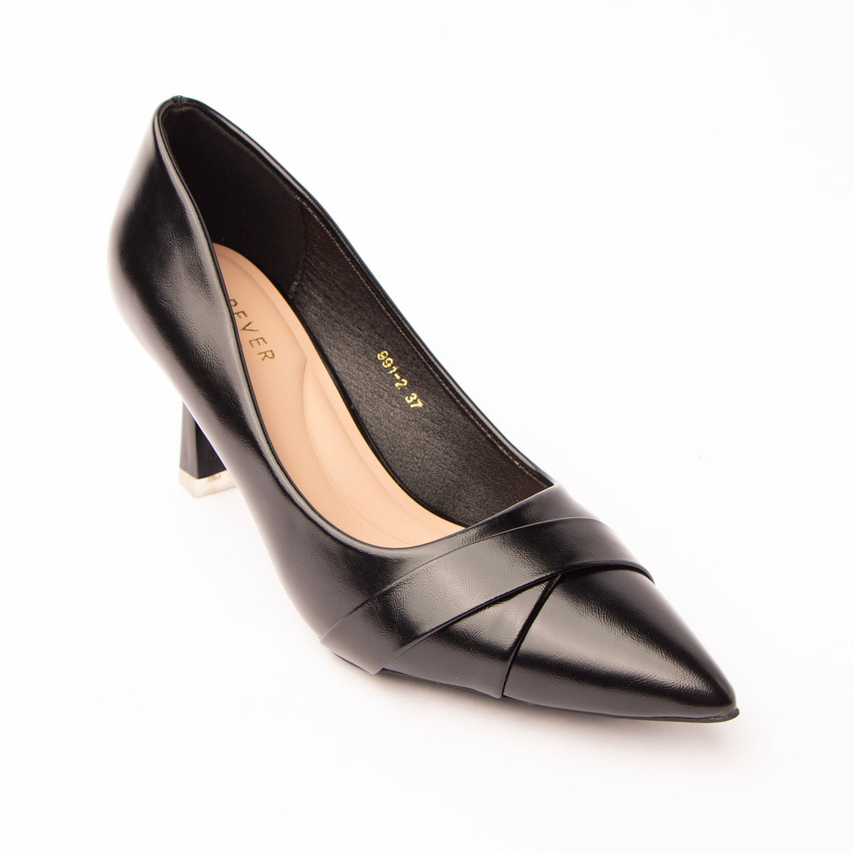 Black folded strap pumps for women - Forever Shoe Bazar