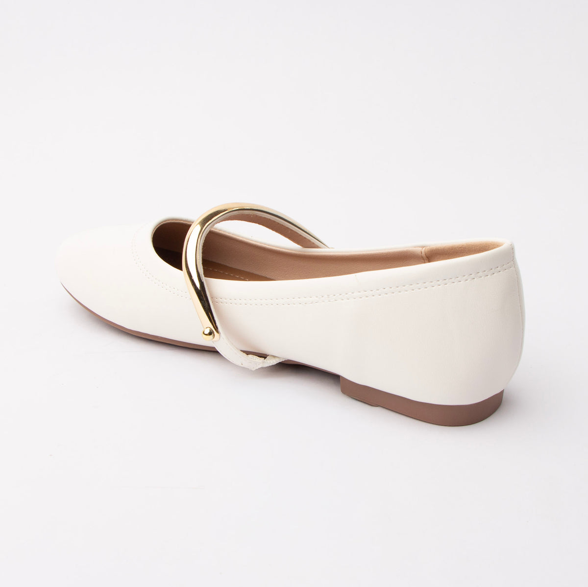 White flats for women, back view