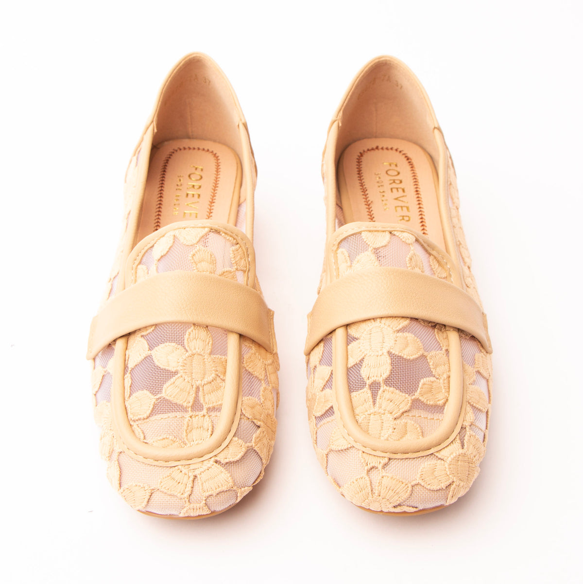 Khaki lace loafers styled for everyday wear