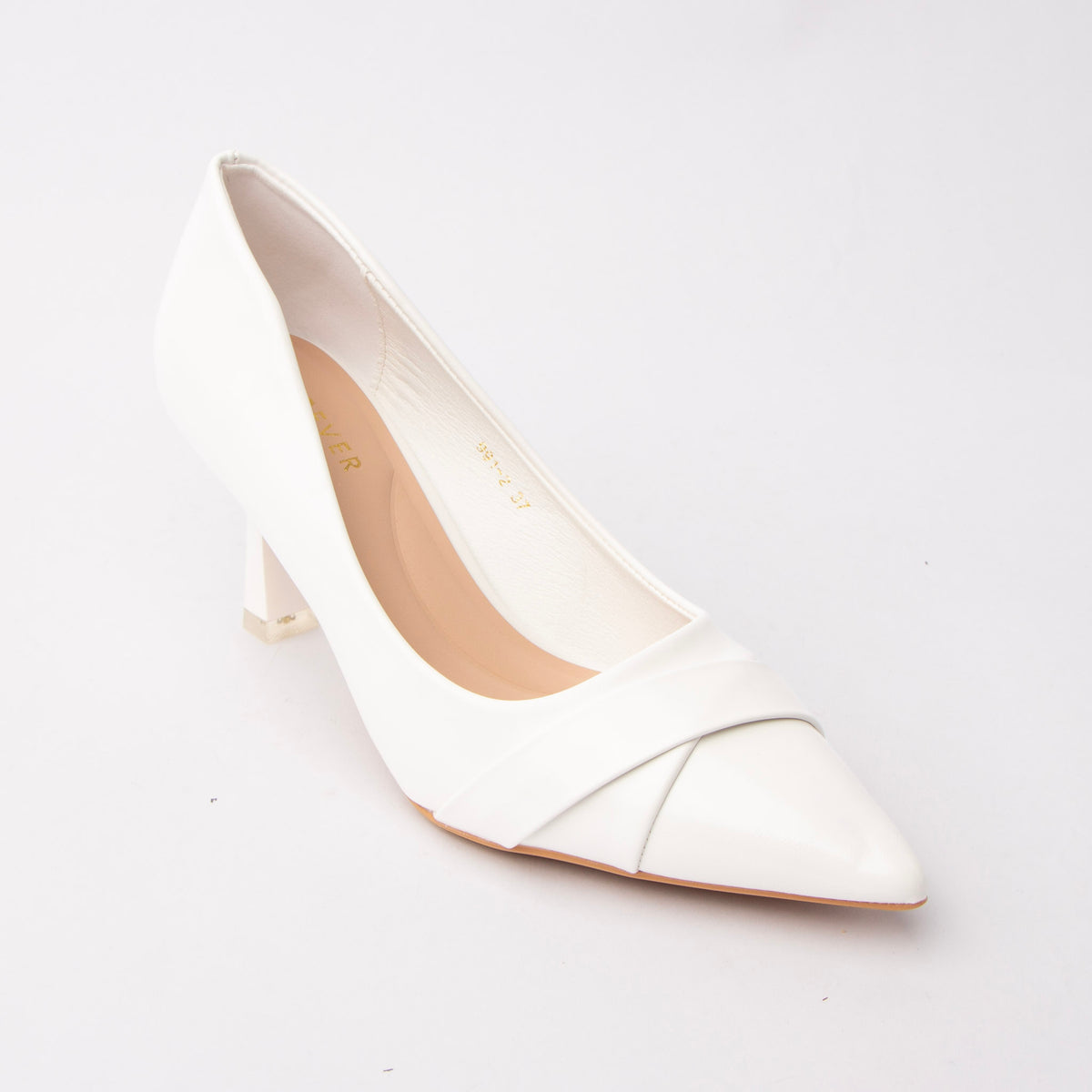 White folded strap pumps for women - Forever Shoe Bazar