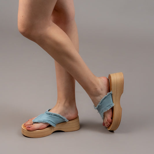Denim Drift - Blue Casual Thong Slipper