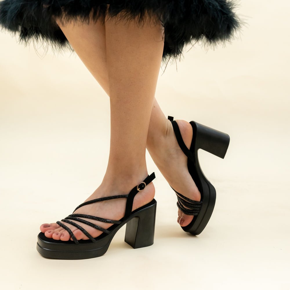 Catch You Never - Black Partywear Sandal - view 7