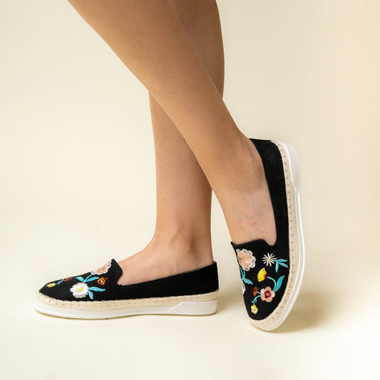 Roseline In Benaras - Black Casual Espadrilles