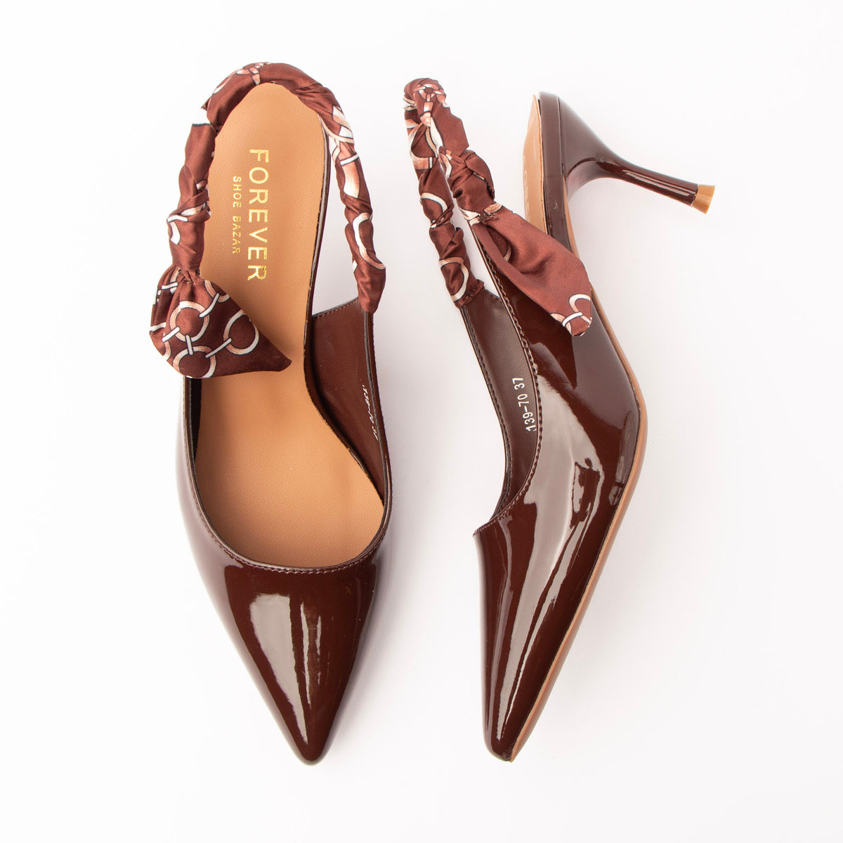 Coffee mules for women, both shoes laid flat