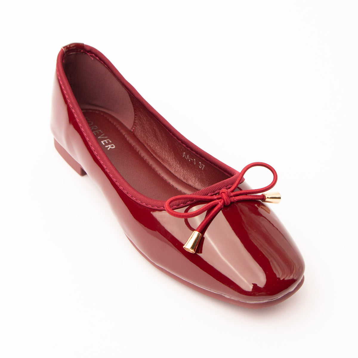 Maroon patent ballerina flats for women - Forever Shoe Bazar