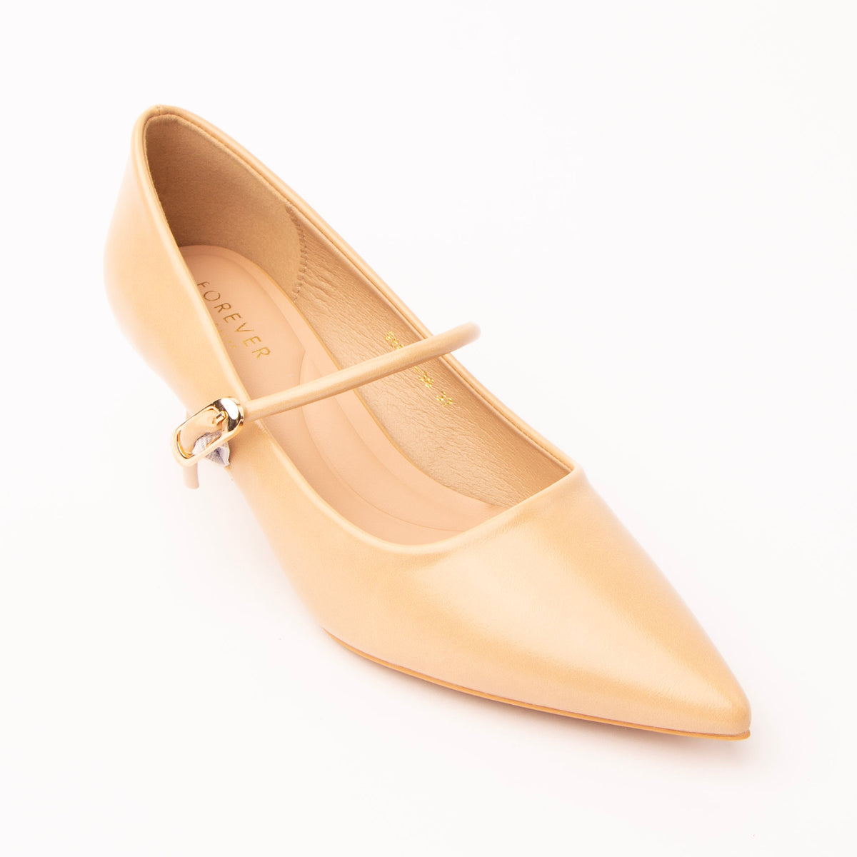 Beige mary jane kitten heels for women - Forever Shoe Bazar