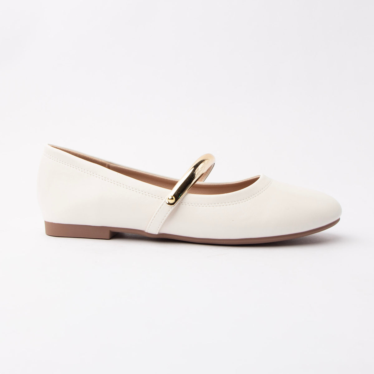 White flats for women, side view