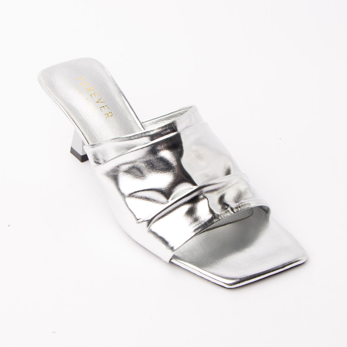 Silver metallic mules for women - Forever Shoe Bazar
