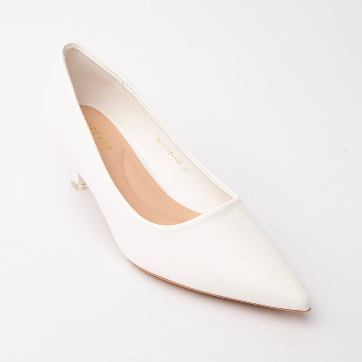 White pointed kitten heels for women - Forever Shoe Bazar