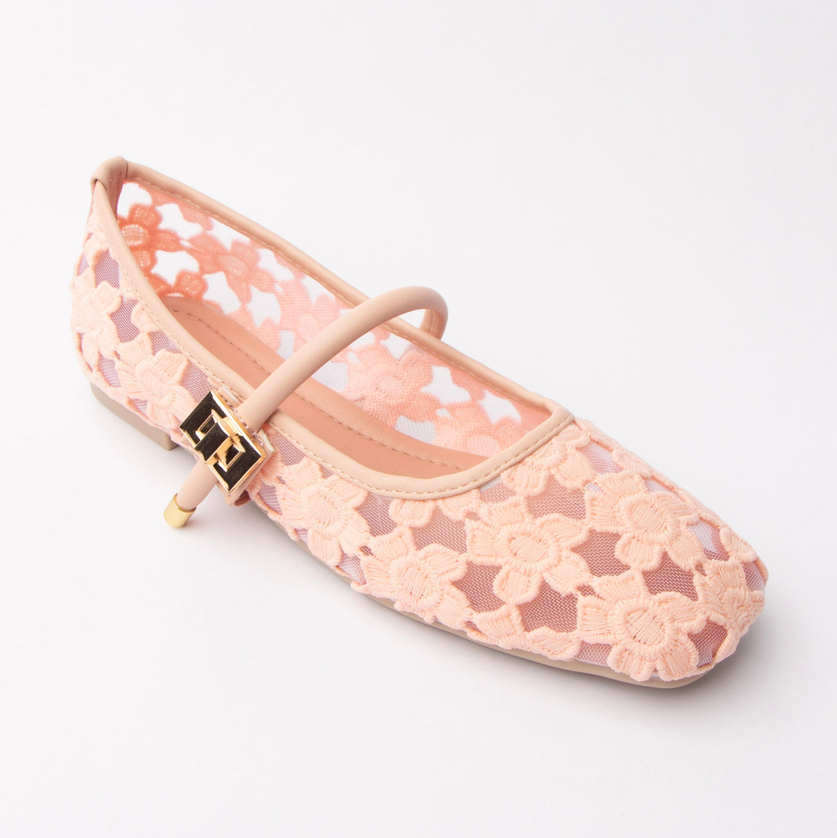 Pink flats for women, three-quarter view