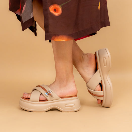 Nothing's Comfier - Beige Casual Platform Heel