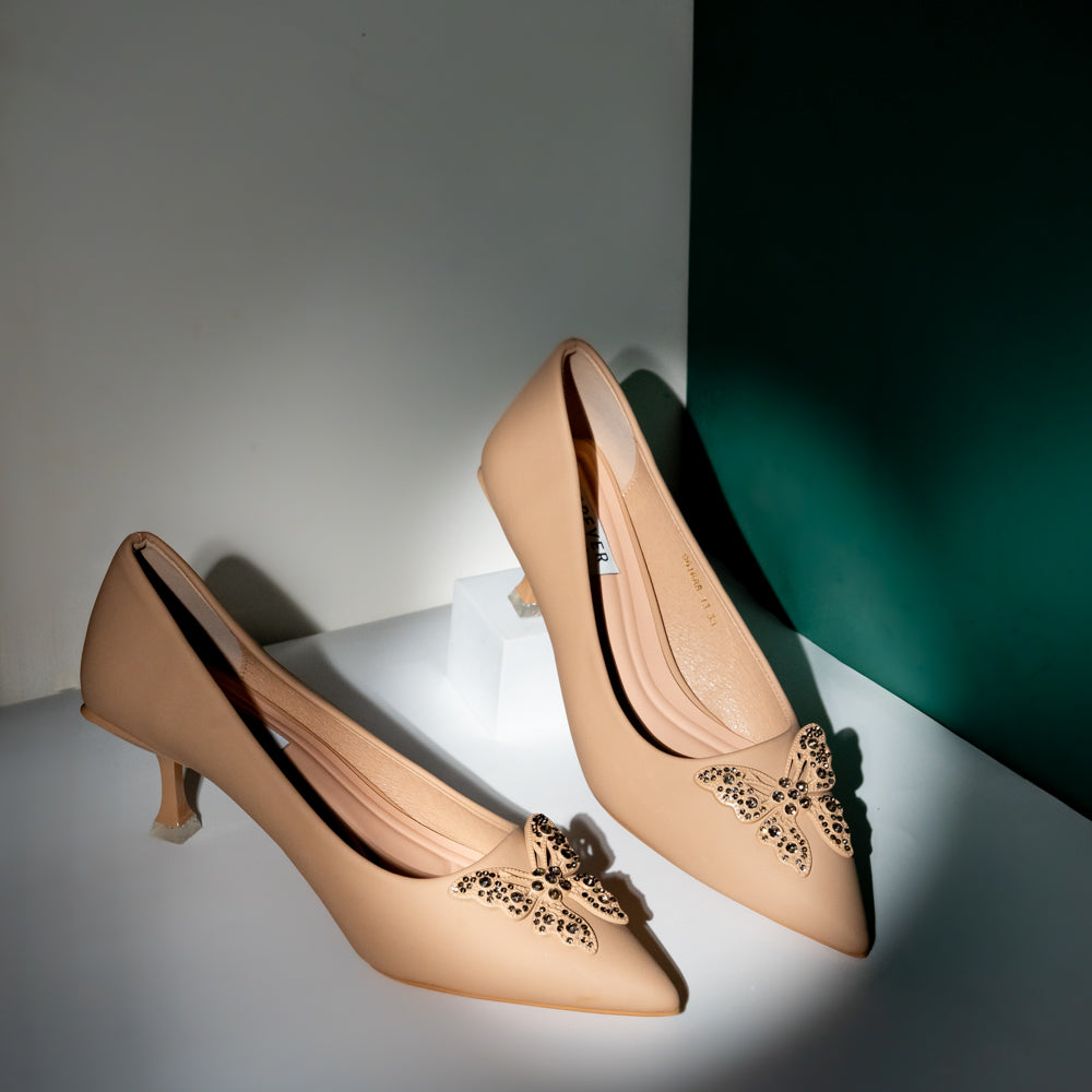 Give Me Butterflies - Beige Partywear Heels - view 7