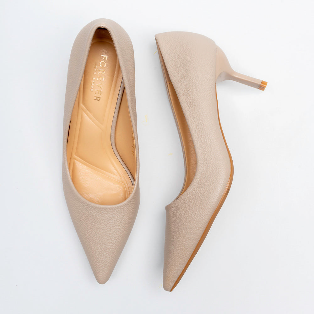 Celeste Classic Pointed Toe Pumps - Beige - view 5