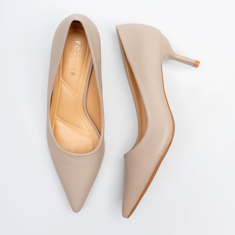 Celeste Classic Pointed Toe Pumps - Beige - view 5