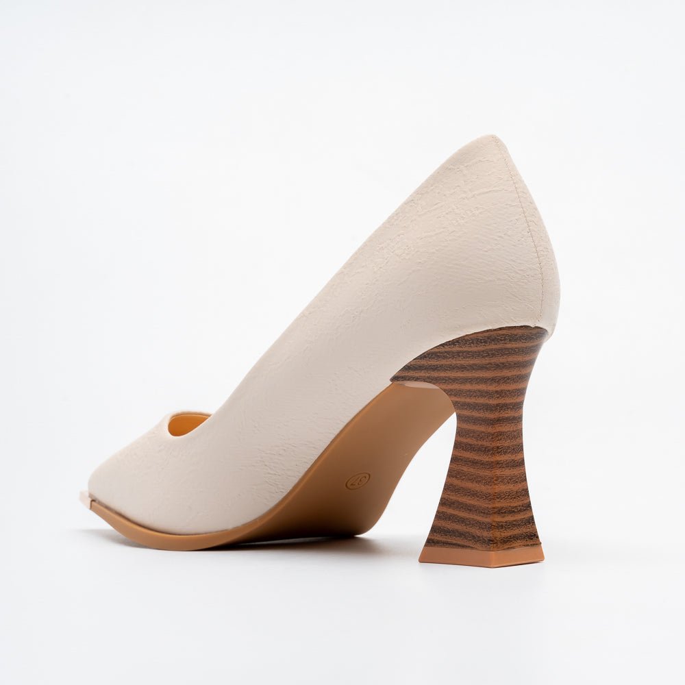 Verona Sculpt Heel Pointed Toe Pumps - Beige - view 5