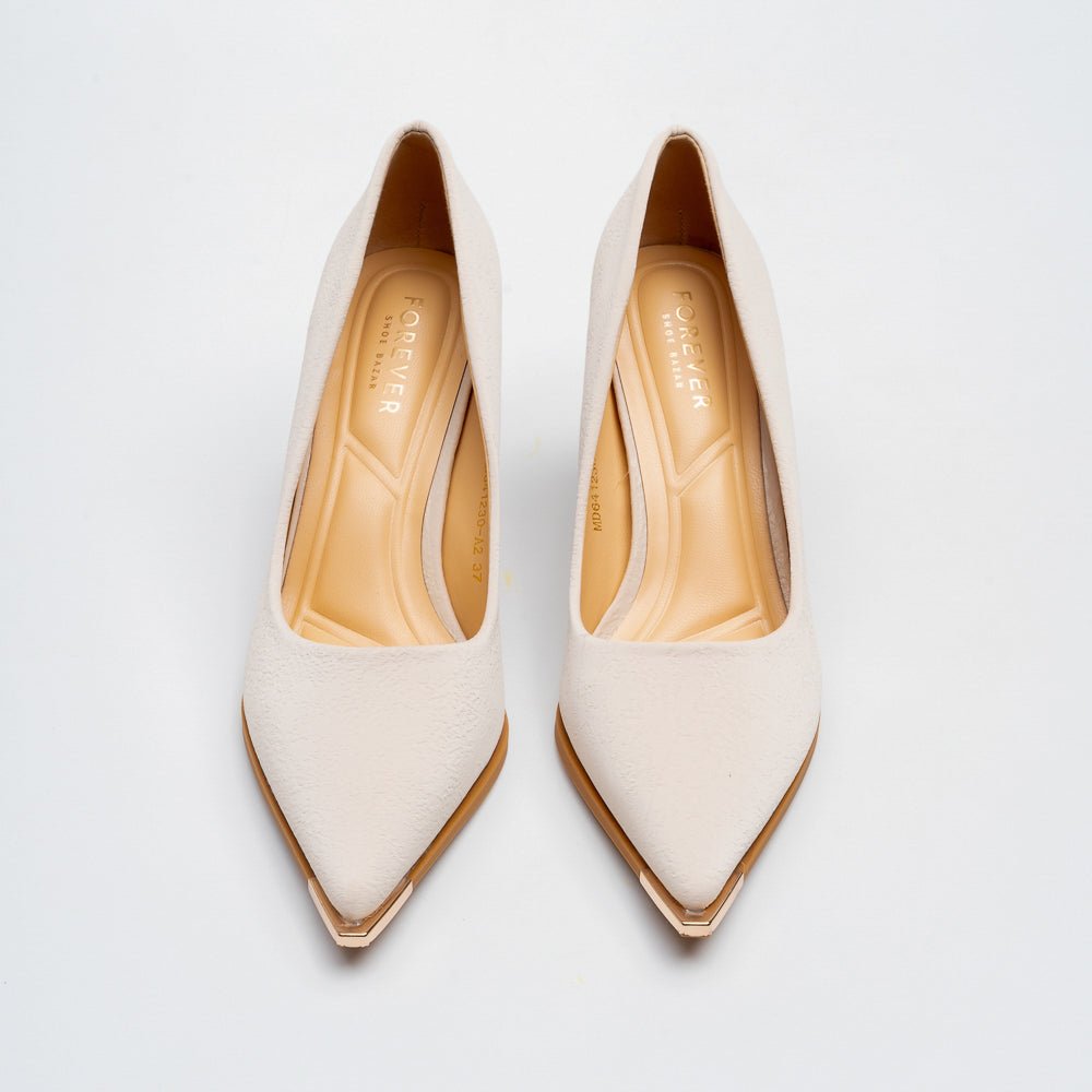 Verona Sculpt Heel Pointed Toe Pumps - Beige - view 3