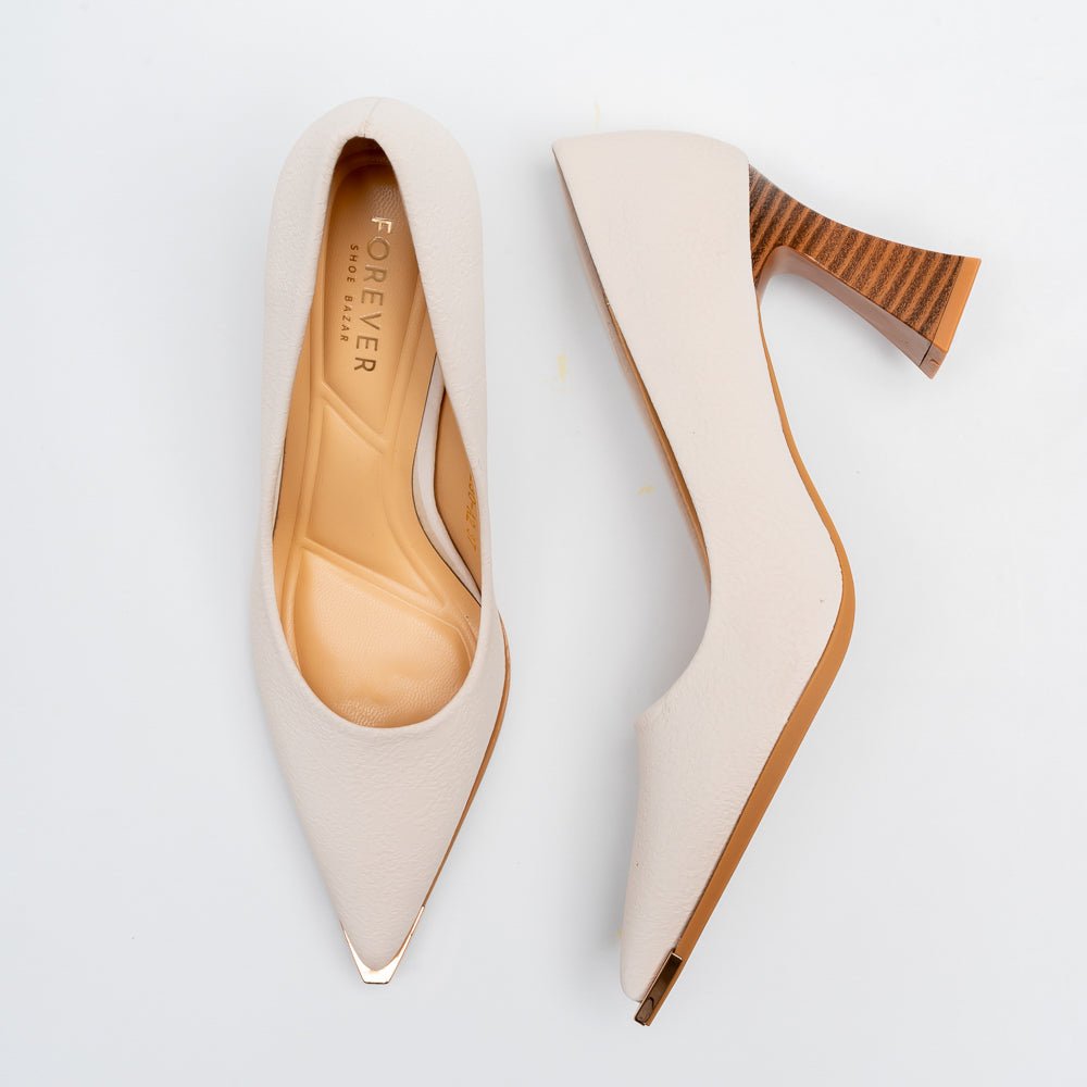Verona Sculpt Heel Pointed Toe Pumps - Beige - view 4