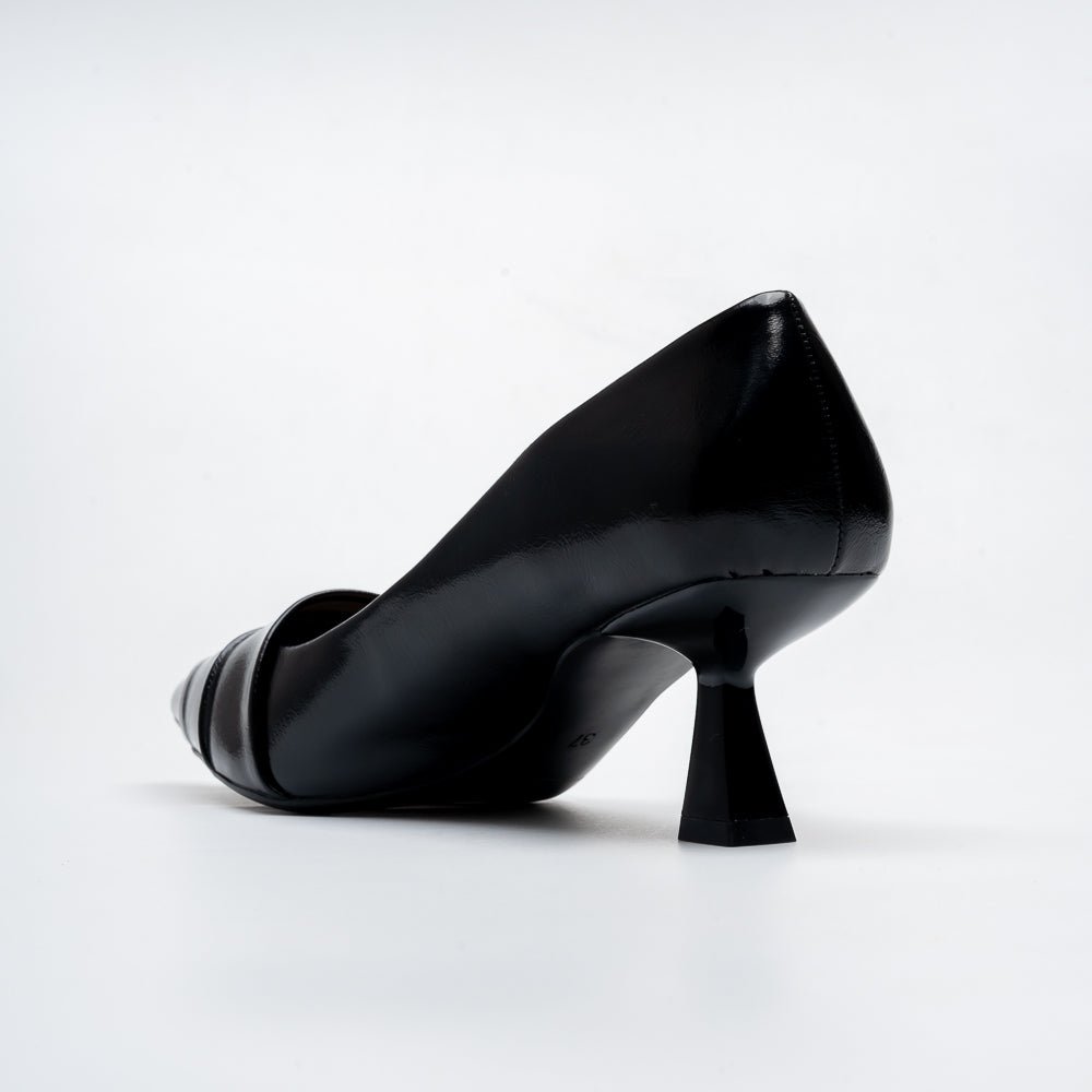 The Pleat - Black Pointed Kitten Heel Pump - view 5