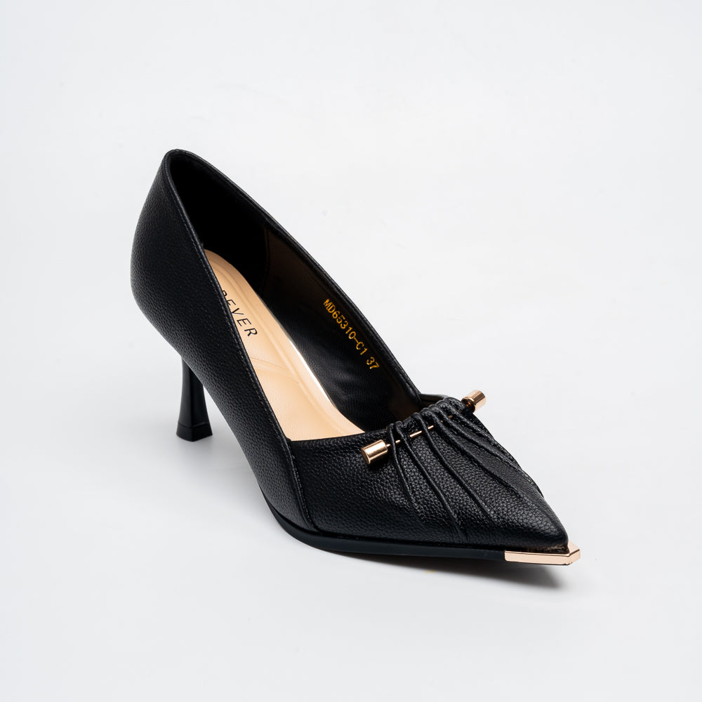 Raven Pleat Kitten Heel Pumps - Black - view 2