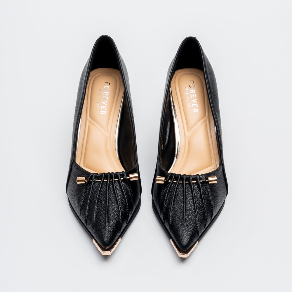 Raven Pleat Kitten Heel Pumps - Black - view 3