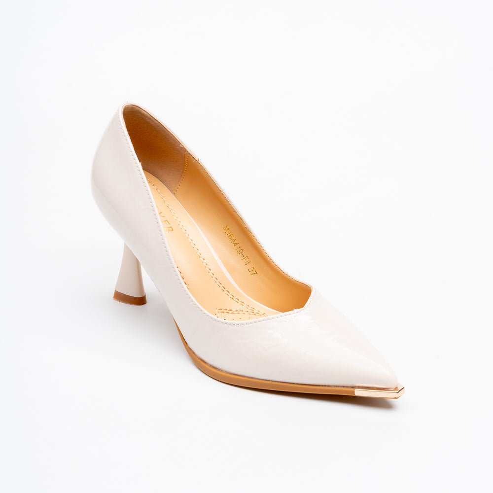 Aurora Metal Tip Pointed Toe Pumps - Beige - view 2