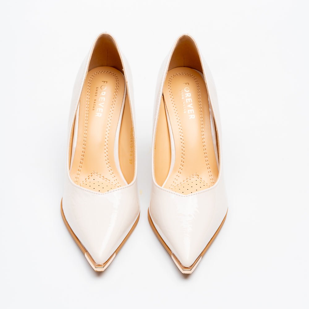 Aurora Metal Tip Pointed Toe Pumps - Beige - view 3