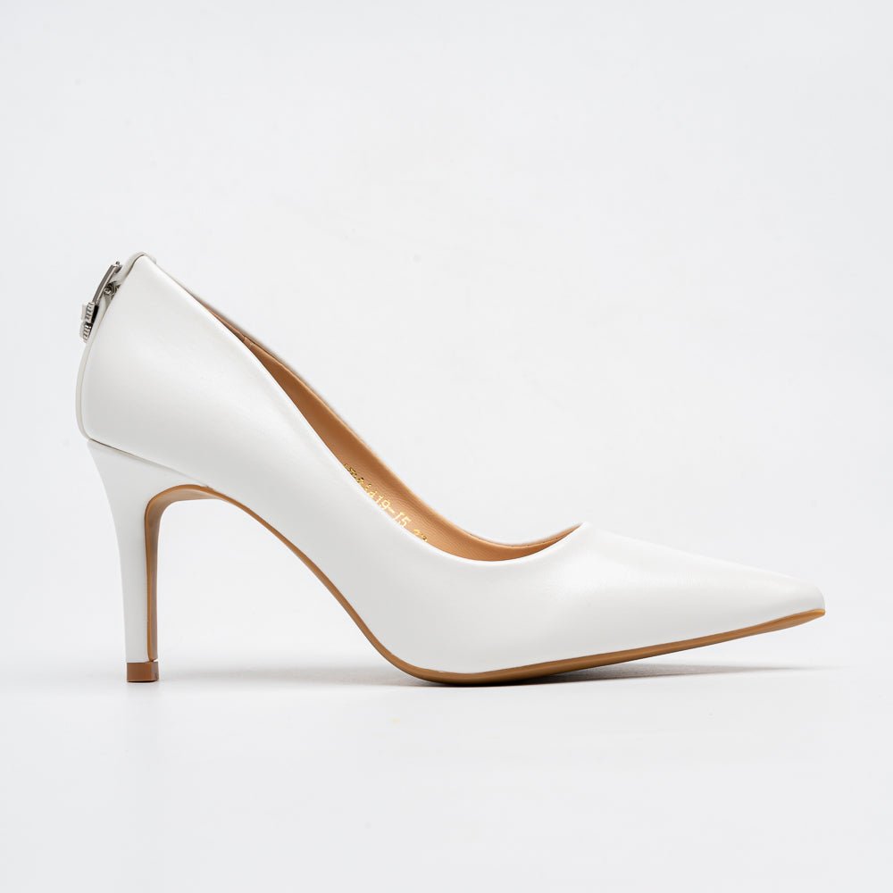 Signature Pointed Toe Pumps - White