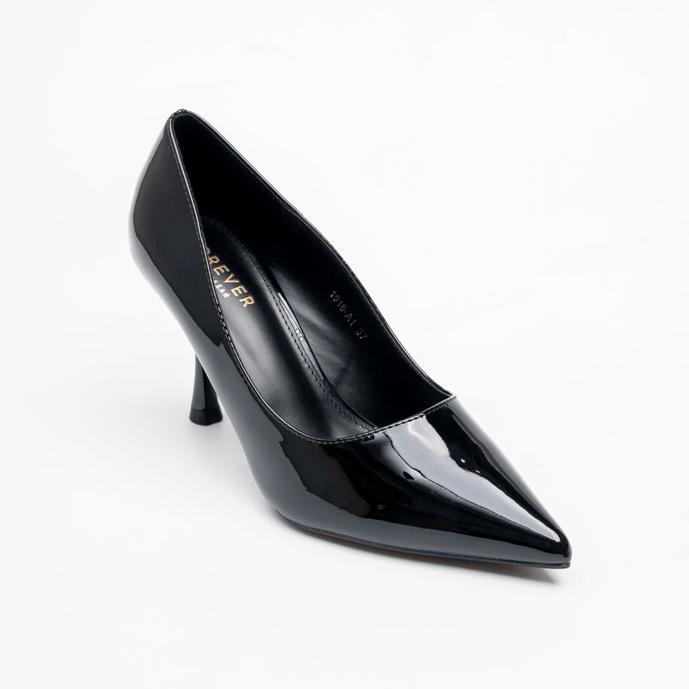 Noir Classic - Black Patent Pointed Pump - view 2