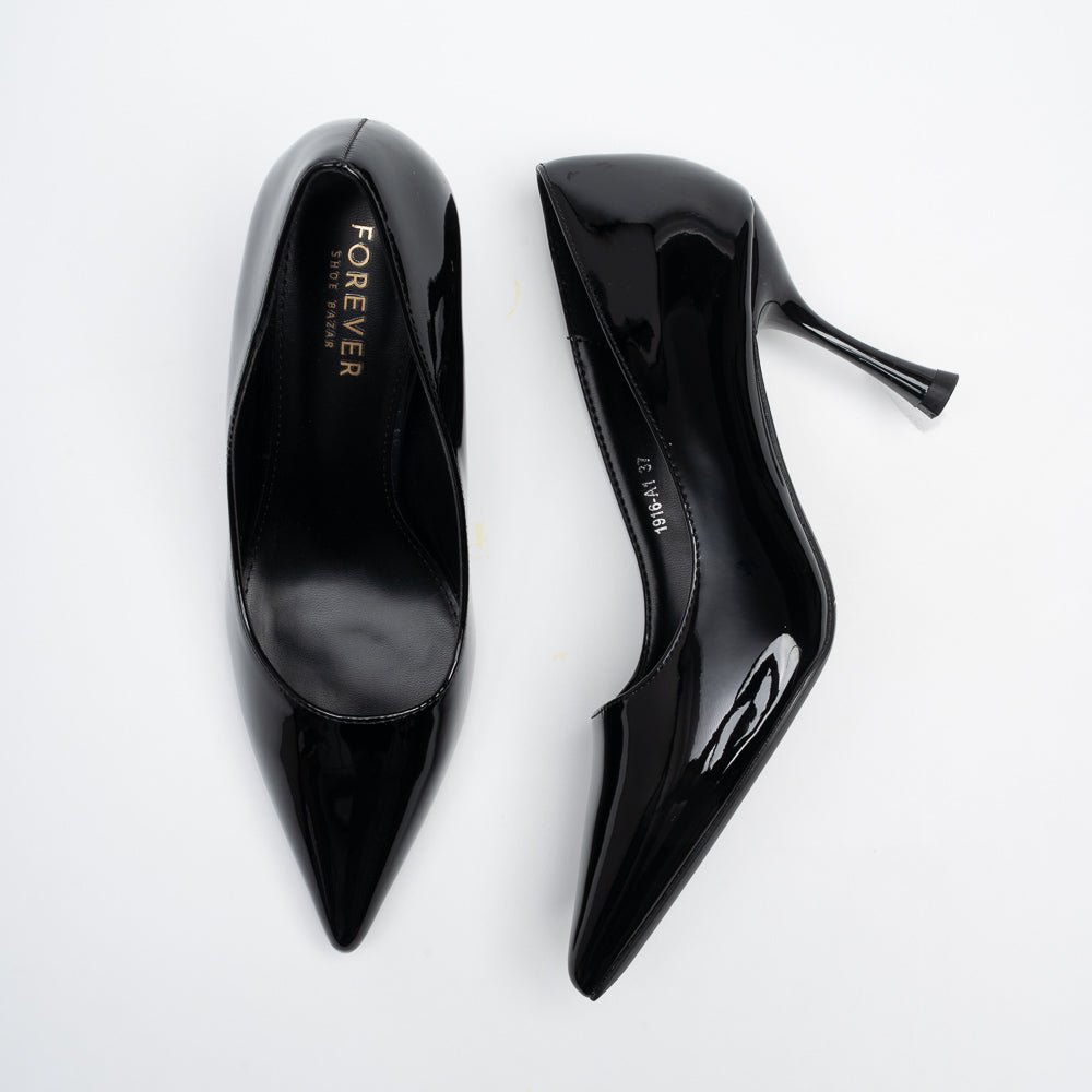 Noir Classic - Black Patent Pointed Pump - view 4