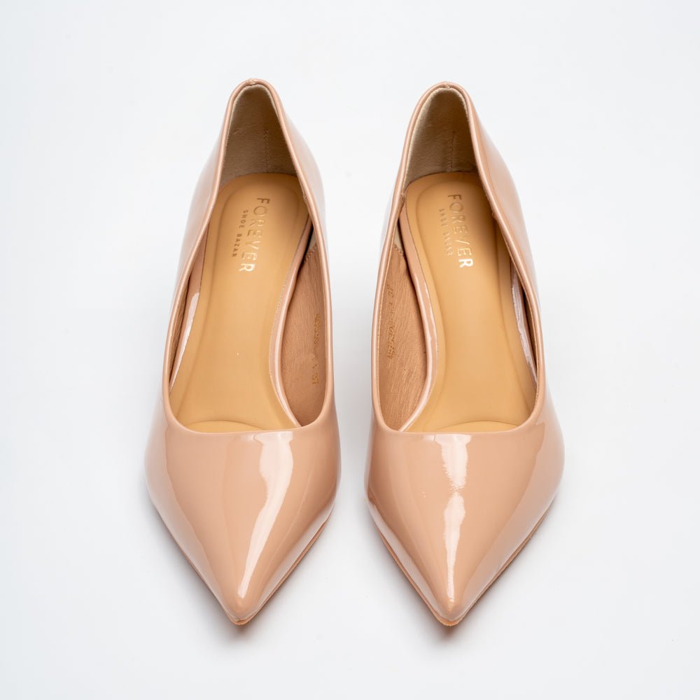 Celeste Sculpted Heel Pointed Toe Pumps - Khaki - view 3