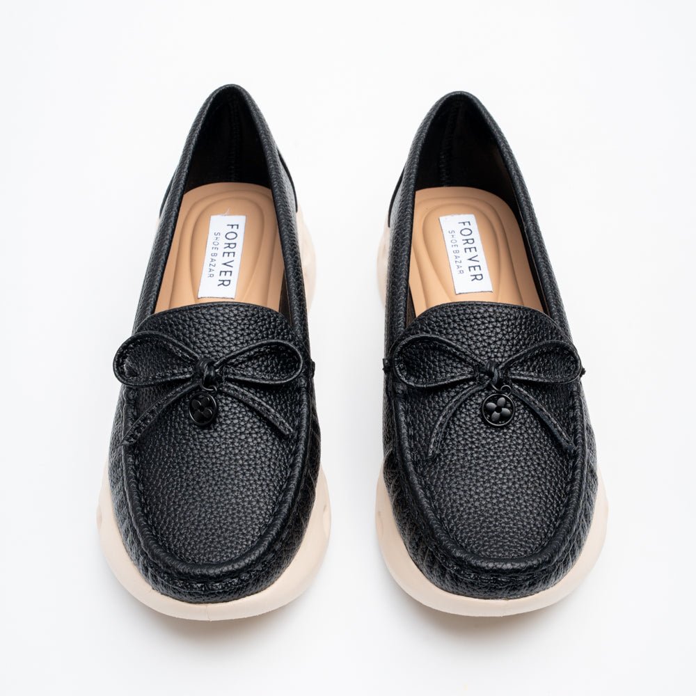 Perforated Posh - Black Loafers - view 3