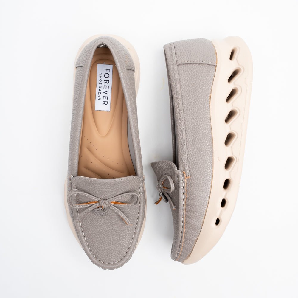 Perforated Posh - Grey Loafers - view 4