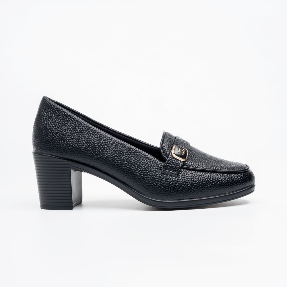 Cavina Strap Loafer Heels - Black