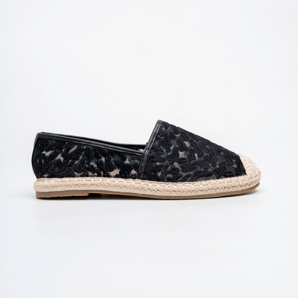 Blossom Lace Rope - Black Espradrilles