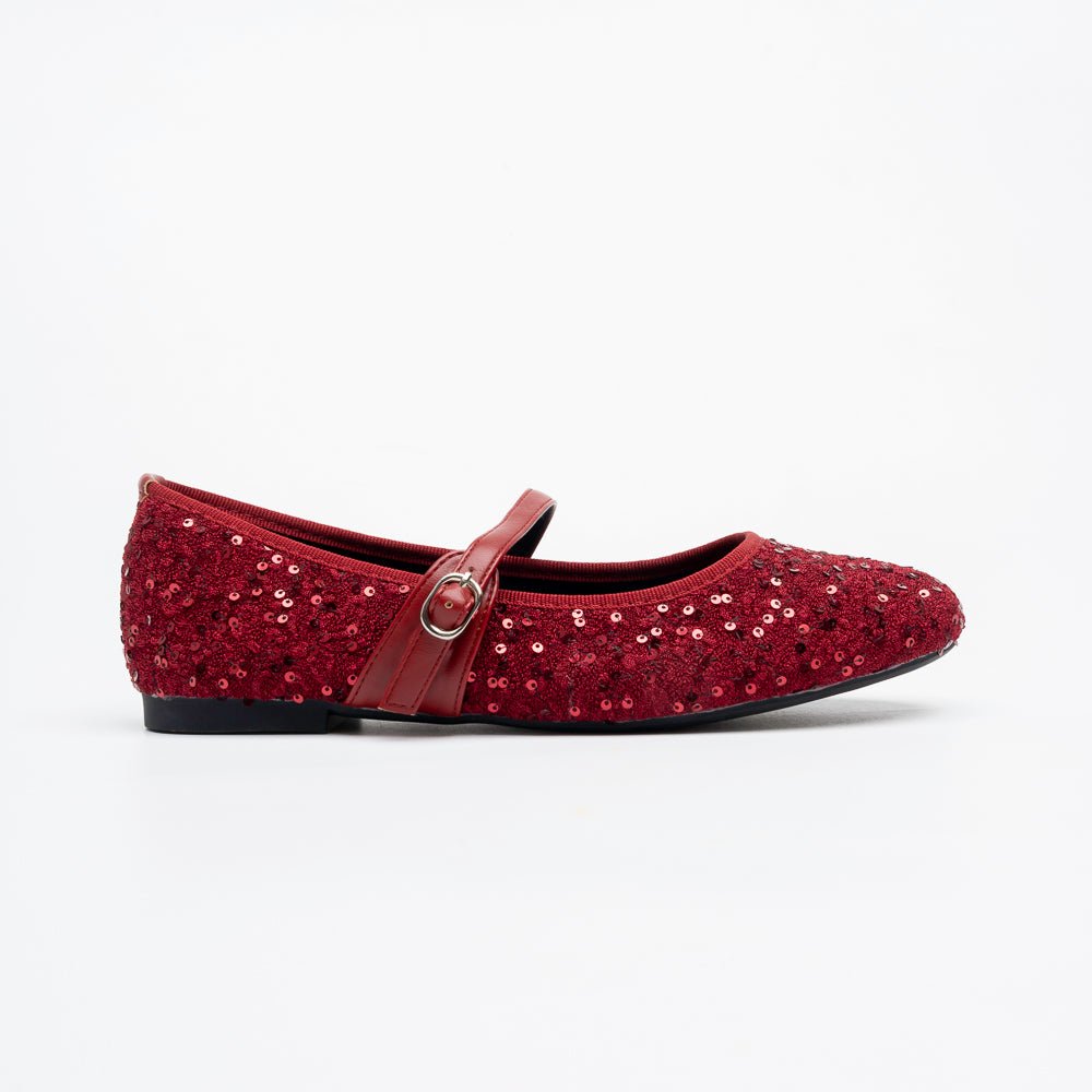 Scarlet Spark Mary Jane Flats - Maroon
