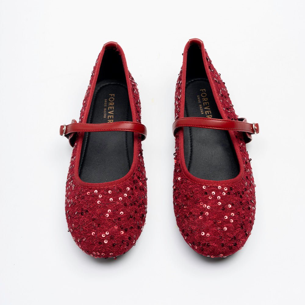 Scarlet Spark Mary Jane Flats - Maroon - view 3