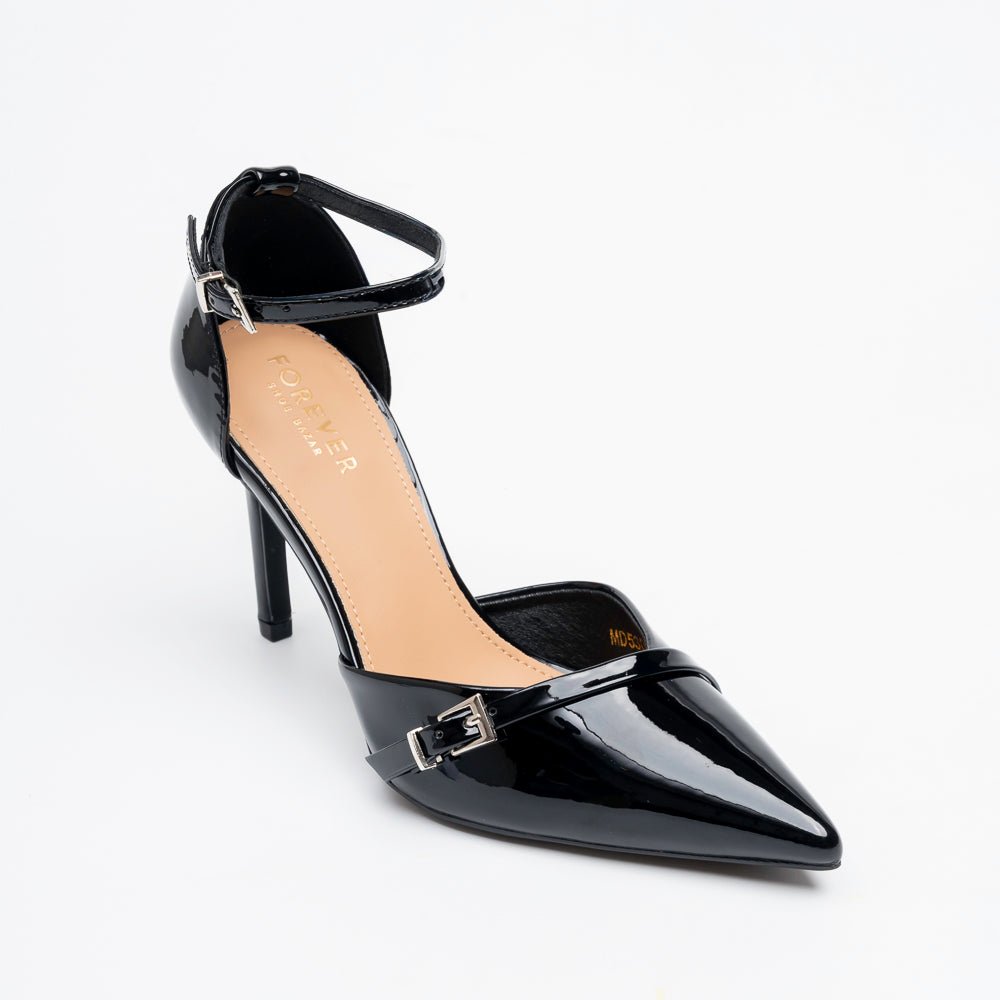 D'Orsay Ankle Strap Stiletto Heels - Black - view 2
