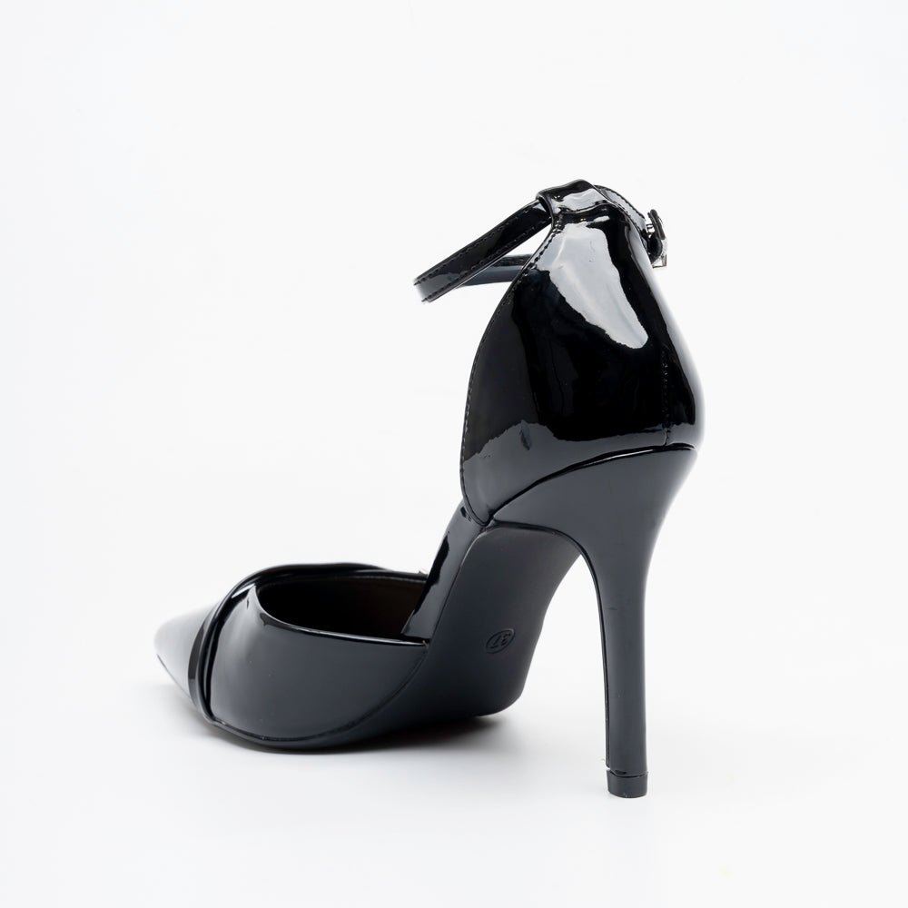 D'Orsay Ankle Strap Stiletto Heels - Black - view 5