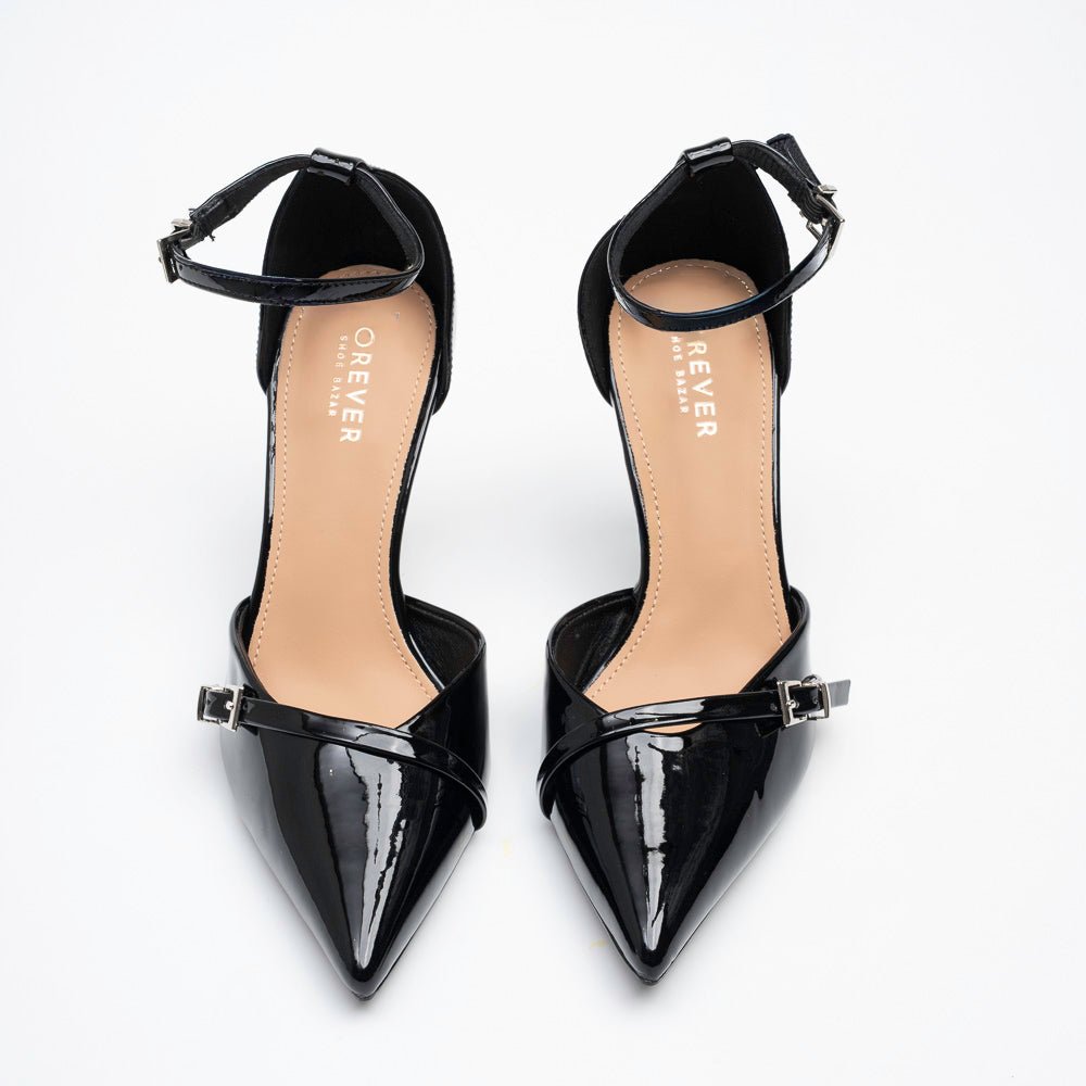 D'Orsay Ankle Strap Stiletto Heels - Black - view 3