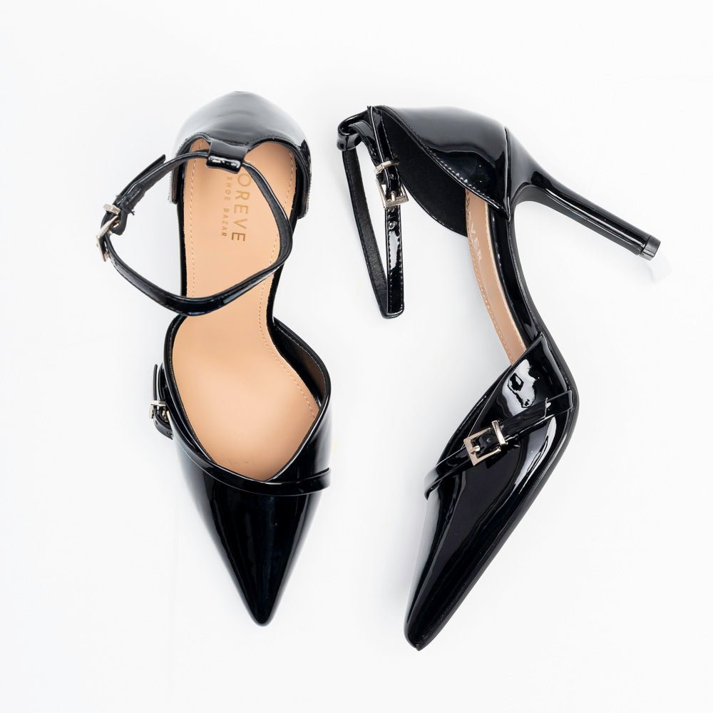 D'Orsay Ankle Strap Stiletto Heels - Black - view 4