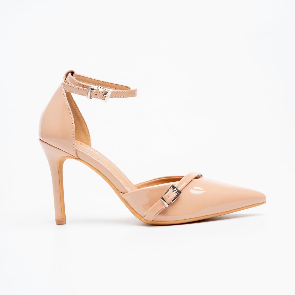 D'Orsay Ankle Strap Stiletto Heels - Khaki
