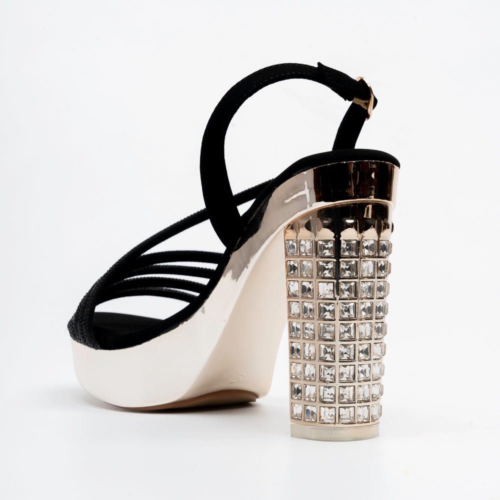 Elysia Crystal Strap Heels - Black - view 5
