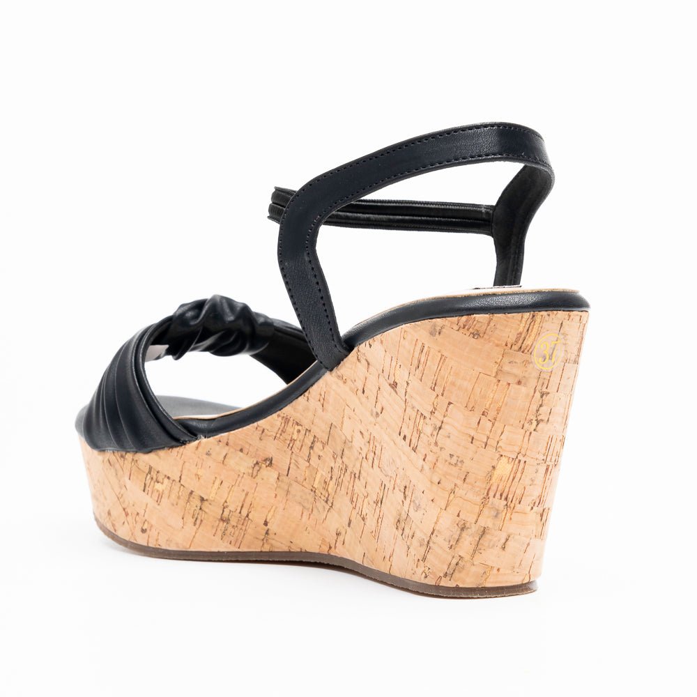 Calvera Knot Strap Cork Wedges - Black - view 4