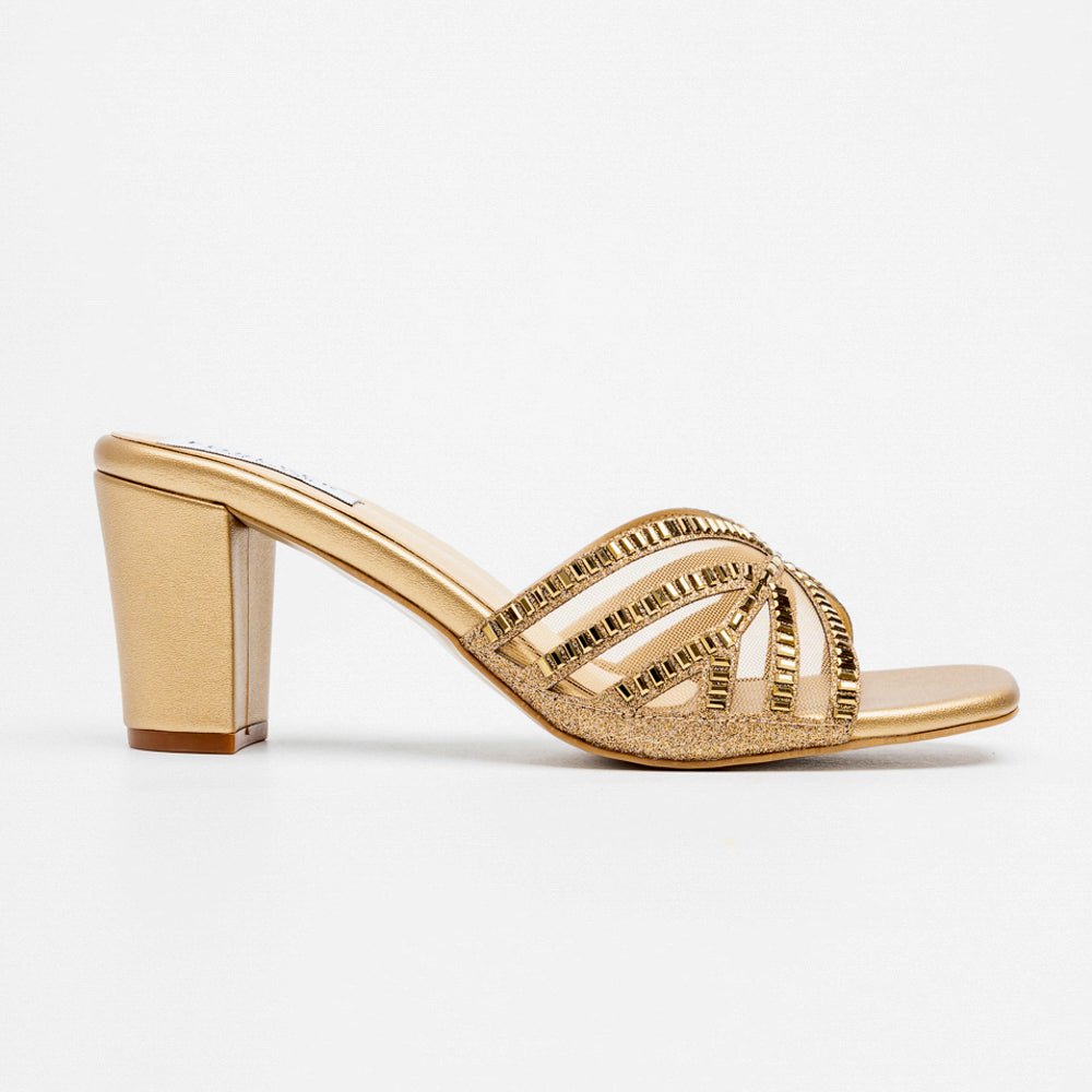 Gilded Mesh Dream - Antic Block Heel Slippers - view 2